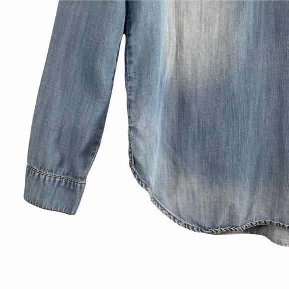 Cloth &‎ Stone Lace Up Chambray Tunic Collared Top - Picture 6 of 10